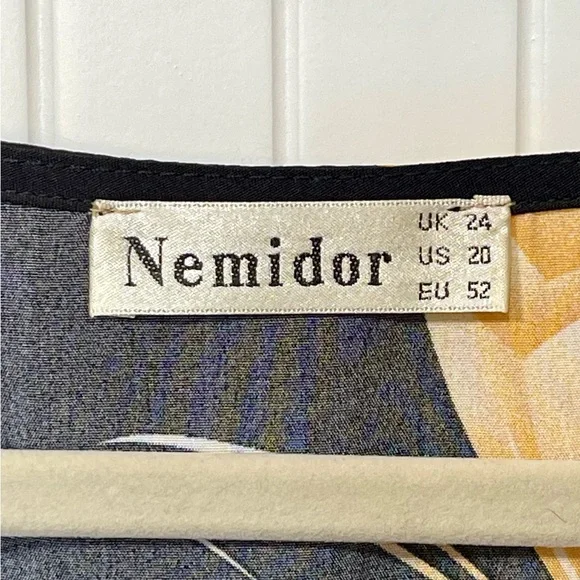 Nemidor Floral V-Neck Midi Dress in Black with Pastel Blooms - Picture 3 of 5